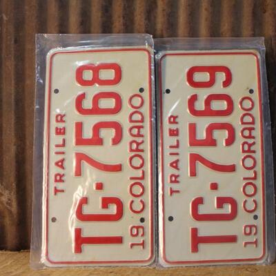 Vintage 1975 Colorado Trailer License Plates, New in Sequence -QTY 13