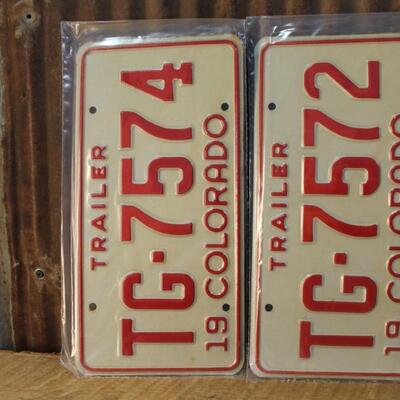 Vintage 1975 Colorado Trailer License Plates, New in Sequence -QTY 13