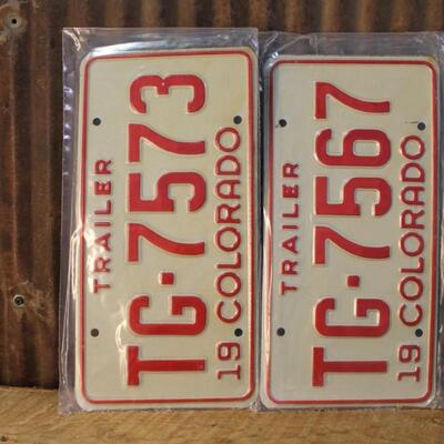 Vintage 1975 Colorado Trailer License Plates, New in Sequence -QTY 13