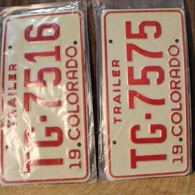 Vintage 1975 Colorado Trailer License Plates, New in Sequence -QTY 13