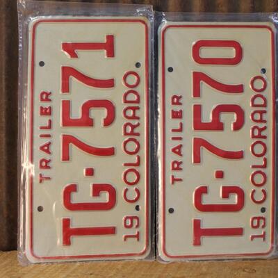 Vintage 1975 Colorado Trailer License Plates, New in Sequence -QTY 13