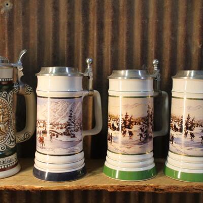 Vintage Coors Lidded Beer Steins, Mint QTY 4