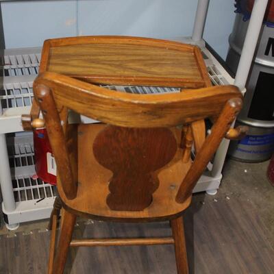 Antique High Chair, Wooden with Tray, Maple