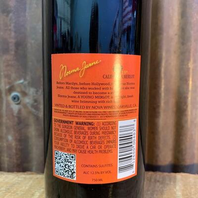 2012 Merlot, Marilyn Monroe / Norma Jean Collectible Bottle