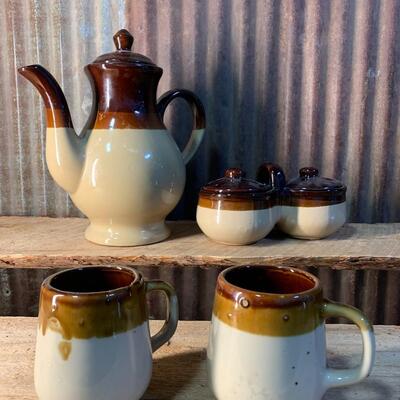 Vintage Tea set, Stoneware 4 Piece Set