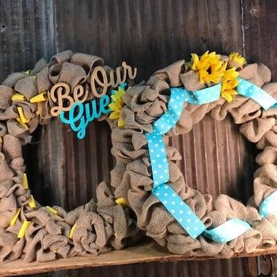 Burlap Welcome Wreath (s) - Beautifully Made DIY Piece - QTY 2