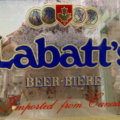 Vintage Labatt's Wood Framed Beer Mirror