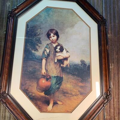 Antique Large Frame Painting, Ornate Wood Frame