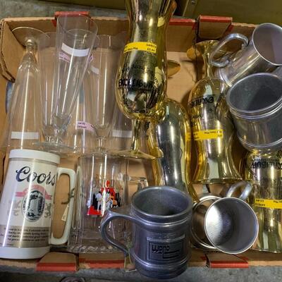 Vintage Pewter Coors Cups, Gold Goblets and More - QTY 16