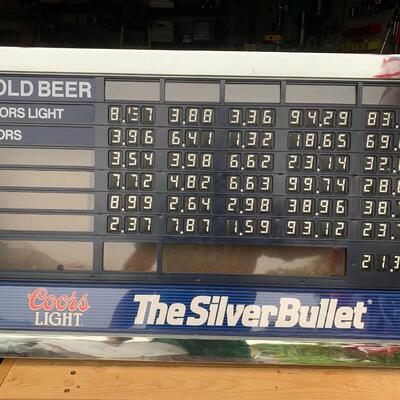 Brand New Coors Light Silver Bullet Pricing Board - Plastic