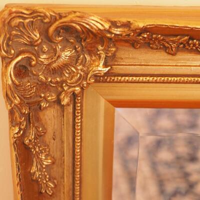 Lot 002 Gold Gilt  Beveled glass Mirror 40 X 30 hang vertical or horizontal