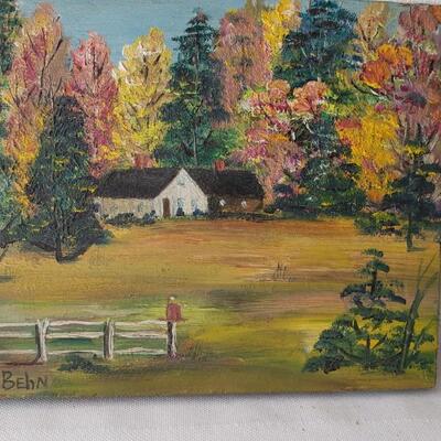 Two small paintings one on board and one on canvas girls