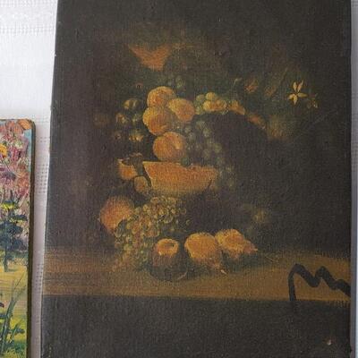 Two small paintings one on board and one on canvas girls