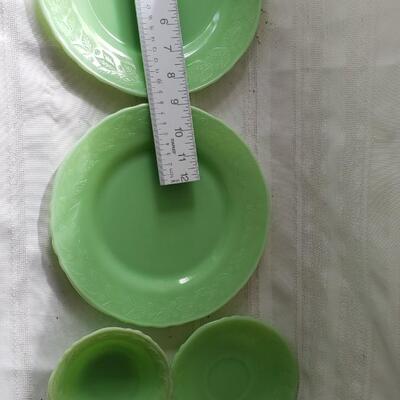 Green milk glass plates