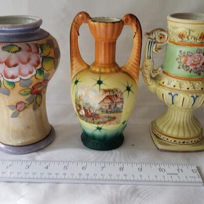 3 small beautiful antique vases