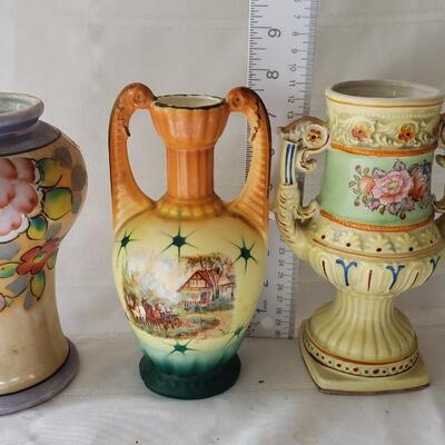3 small beautiful antique vases