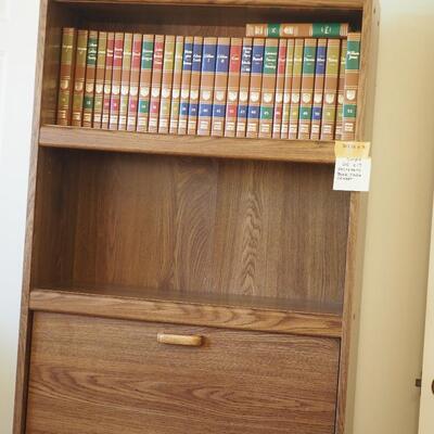 Lot 017 Office book case with pull down secretary shelf