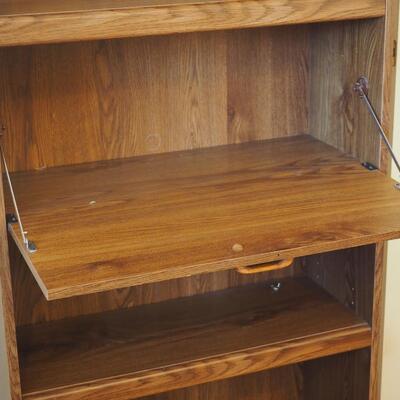 Lot 017 Office book case with pull down secretary shelf