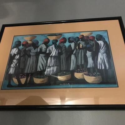 WOMEN IN MARKET FRAMED PRINT