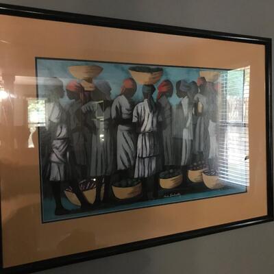 WOMEN IN MARKET FRAMED PRINT