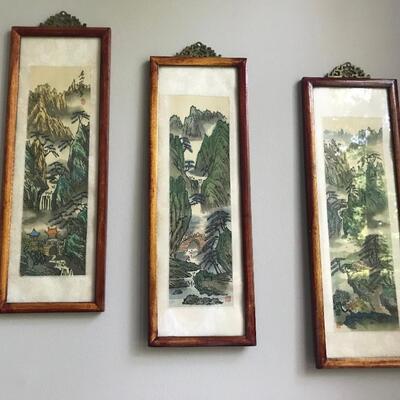 4 PC ASSORTED FRAMED NEEDLEPOINT ART