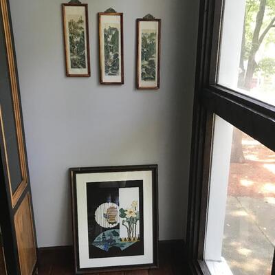 4 PC ASSORTED FRAMED NEEDLEPOINT ART