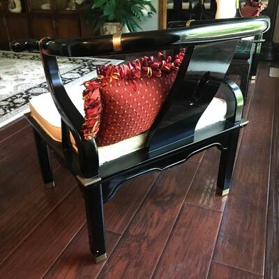 James Mont Chinoiserie Horseshoe Ming Chairs a Pair Hollywood Regency by Century