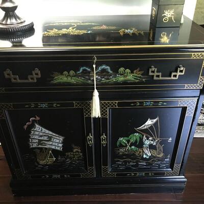 JASPER ORGINAL - HALLMARK OF DISTINCTION - CHINOISERIE  FOYER BUFFET, MIRROR & DECO BOX