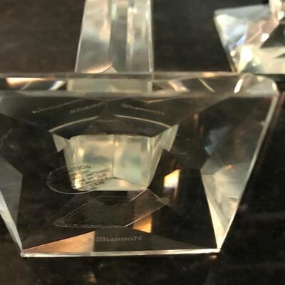 2 PC SHANNON CRYSTAL CANDELSTICKS