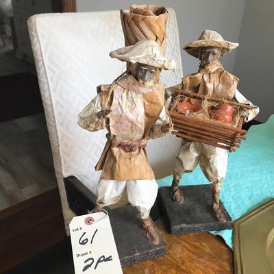 2 PC PAPER MACHE FIGURES/STATUETTES