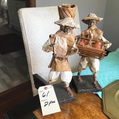 2 PC PAPER MACHE FIGURES/STATUETTES
