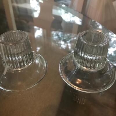 7PC GLASS/CRYSTAL, CANDLESTICKS, BOWLS & VOTIVE
