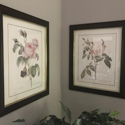 2 PC ROSES FRAMED PRINTS