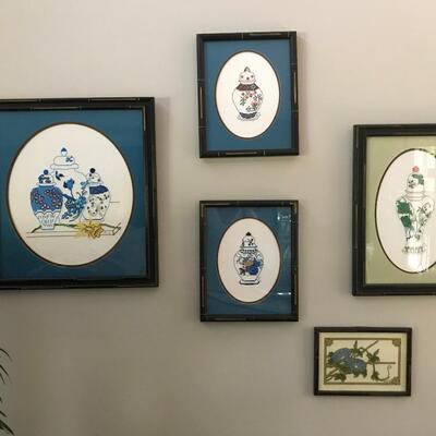 6 PC ASSORTED FRAMED NEEDLEPOINT ART