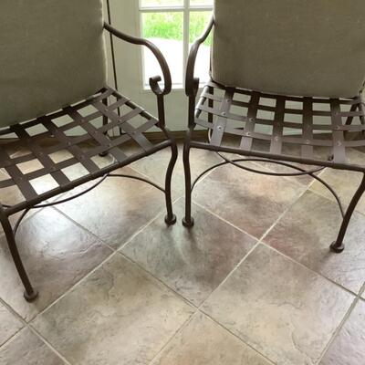 F637 Pair of W.W. Lee Co Wrought Iron Arm Chair 