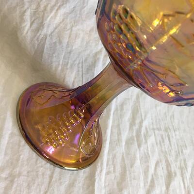 Large Amber carnival Glass Bowl 