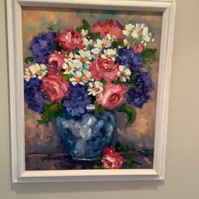 H. 653 Original Still Life Oil Painting on Board by Yvette Surgis 