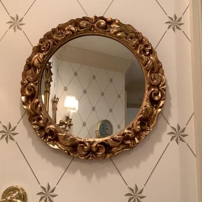 I. 662. Italian Style Gold Round Mirror 