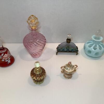 I. 668. Lot of Antique Perfume Bottles & One Signed Bell 