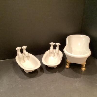 I 670  Lot of Three Porcelain Decorative Bath Tubs