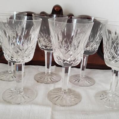 6 Waterford wine glasses stemware