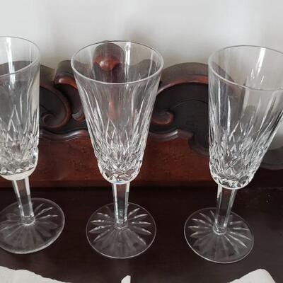 3 Waterford champagne glasses