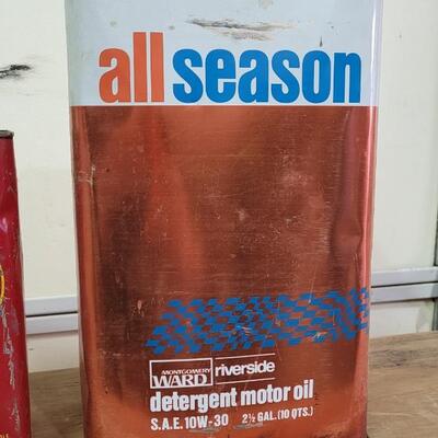 Lot 3: (2) Vintage Empty Garage Metal GAS / MOTOR OILCans
