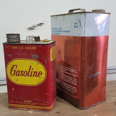 Lot 3: (2) Vintage Empty Garage Metal GAS / MOTOR OILCans