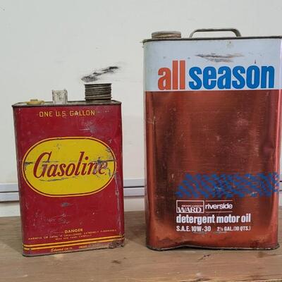 Lot 3: (2) Vintage Empty Garage Metal GAS / MOTOR OILCans