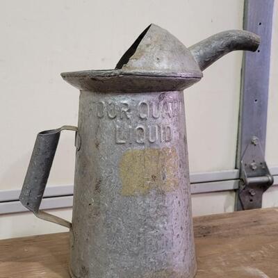 Lot 5: Vintage 4 Quart Metal Spout Shield Can 