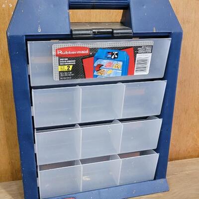 Lot 16: RUBBERMAID Plastic Organizer Drop Box 