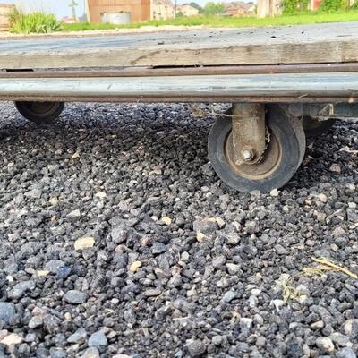 Lot 24: Vintage Industrial Rolling Cart w/ Original Wood Floor