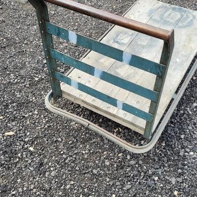 Lot 24: Vintage Industrial Rolling Cart w/ Original Wood Floor