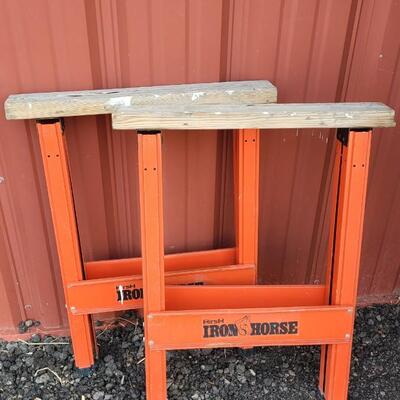 Lot 38: (2) IRON HORSE Metal/Wood Sawhorses
